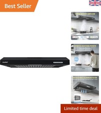 Elegant Black 60cm Wall-Mounted Extractor Hood - Dual Extraction Modes & Quiet