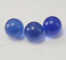 3x Vintage Cobalt Blue Glass Shooter .73" Marbles - Very Good 1970's