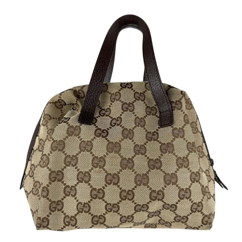 Gucci Brown Canvas Leather Handbag Used Women's 124542 From Japan