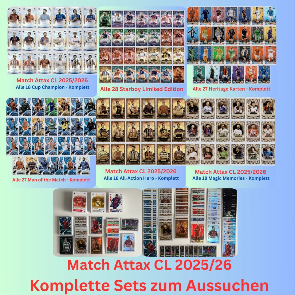 Topps MATCH ATTAX Champions League 2025/2026 - KOMPLETTE Sets aussuchen - 25/26
