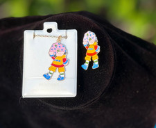 Vintage 1980s Apricot Strawberry Shortcake Style Enamel Necklace Pin Set