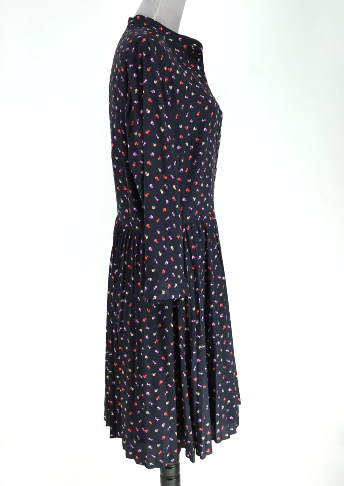 Ann Taylor Dress Womens XL  Navy Blue Ditzy Floral Shirtdress Career Button up - Image 4 of 4