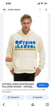 Aviator Nation Outside Lands 2024 Relaxed Pullover Hoodie Ivory Striped Sleeve