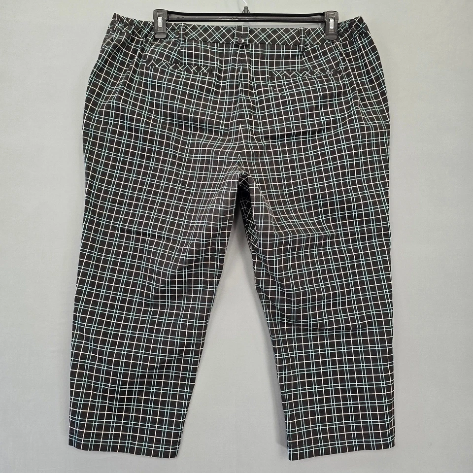 Liz Golf Audra Womens Pants Size 24 Black Stretch Preppy Plaid Classic High Rise - Image 2 of 4