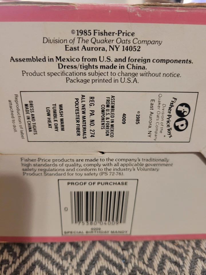 Vintage 1985 Fisher Price My Friend Special Birthday Mandy Doll W/ Original Box - Image 3 of 4