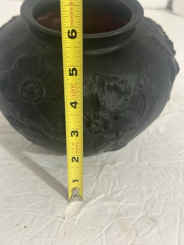 Vintage Tiffin Mohn Vase - Schwarzer Amethyst Satiniertes Glas Vase - Bild 8 von 10