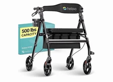 Helavo Bariatric Walker with Large, Height-Adjustable Seat, 28 Inch Wide