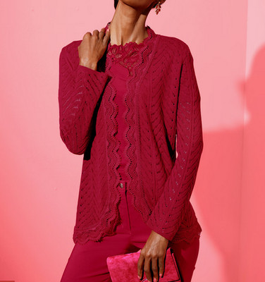 149201^ Creation L by heine Damen Strickweste Spitzen Weste Strickjacke NEU 38