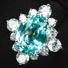 Greenish Blue Paraiba Tourmaline 2.80Ct 925 Sterling Silver White Gold Rings
