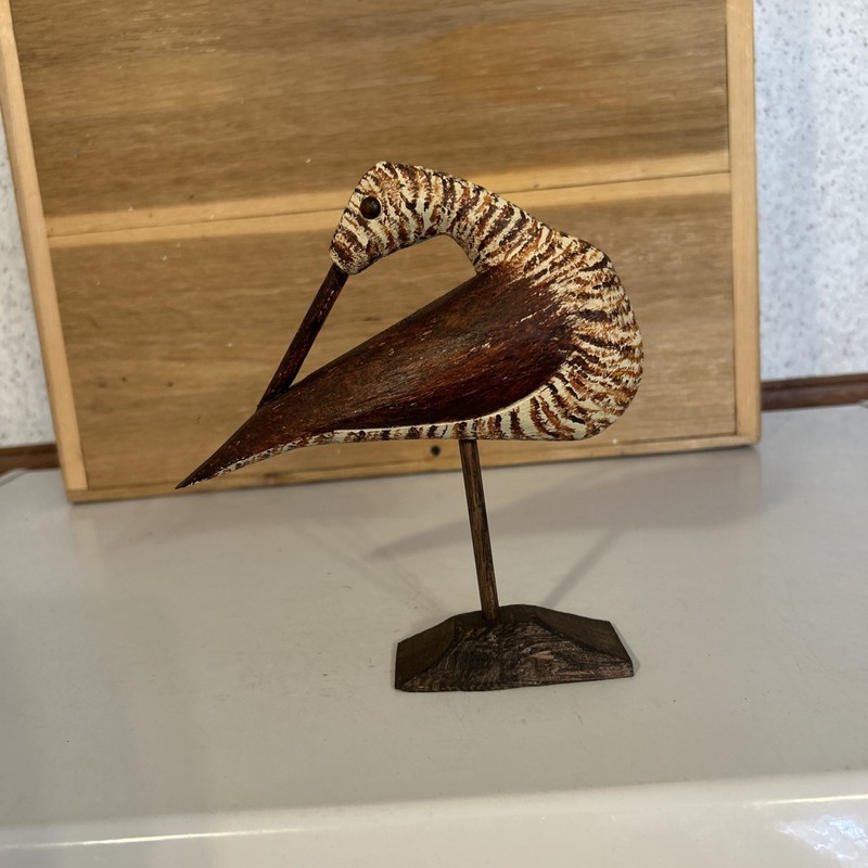 Hand Carved Antique Style Preening Sanderling  Shorebird Decoy