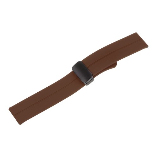 20mm Magnetic Silicone Watch Band with Black Folding Buckle, Brown - Picture 3 of 7