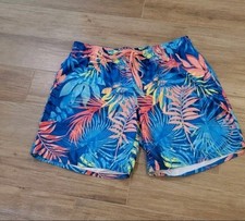 Men's Swim Trunks Board Shorts Elastic Waist, Pockets L Quick Dry Tropical