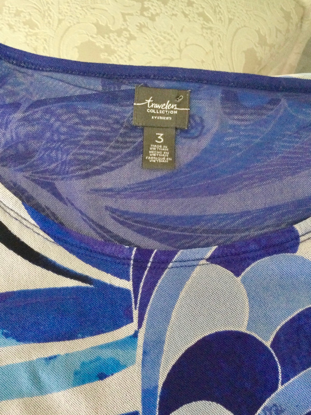 CHICOS Multi Blue,White DRAMATIC Geometric  Dolma… - image 2