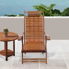 Walnut Color Bamboo Folding Lounge Chair Garden Leisure Chair Max Load 200kg
