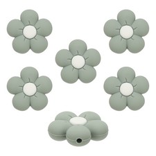 Knitting Needle Point Protectors, 6Pcs Needle Tip Stoppers Flower, Gray
