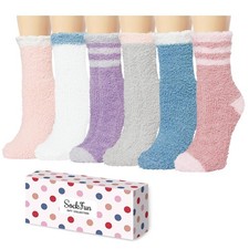 Fuzzy Warm Winter Plush Socks for Women Teen Girls 6 Pairs Christmas Stocking