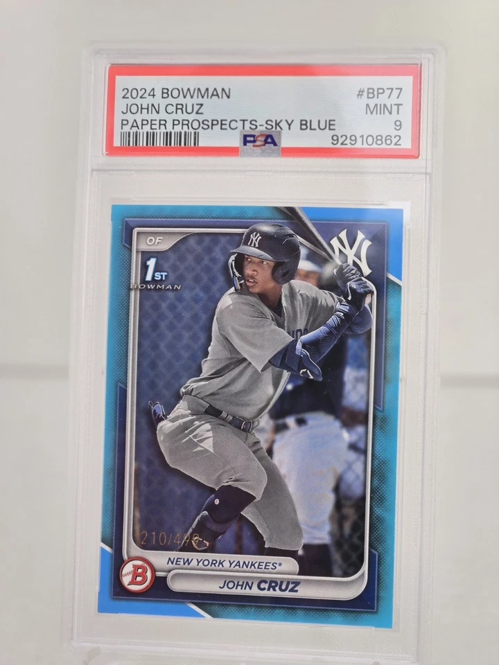 2024 Bowman John Cruz ⚾️ 1st BOWMAN SKY BLUE ⚾️ NUMBERED 210/499! 💎 PSA 9 💎💎 - Image 2 of 4