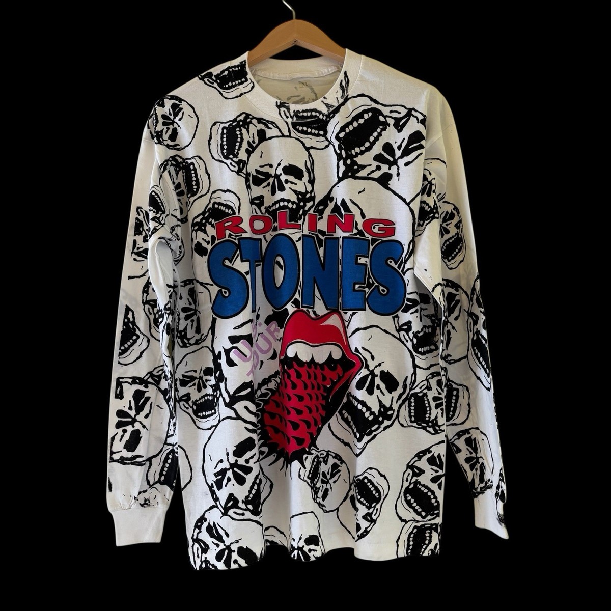 Rolling Stones Voodoo Lounge Tour Skull AOP Long Sleeve Shirt XL