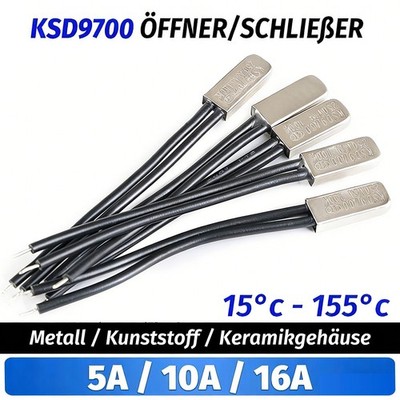 5A/10A/16A Temperaturschalter NC/NO Thermostat 15°C-155°C Thermoschalter KSD9700