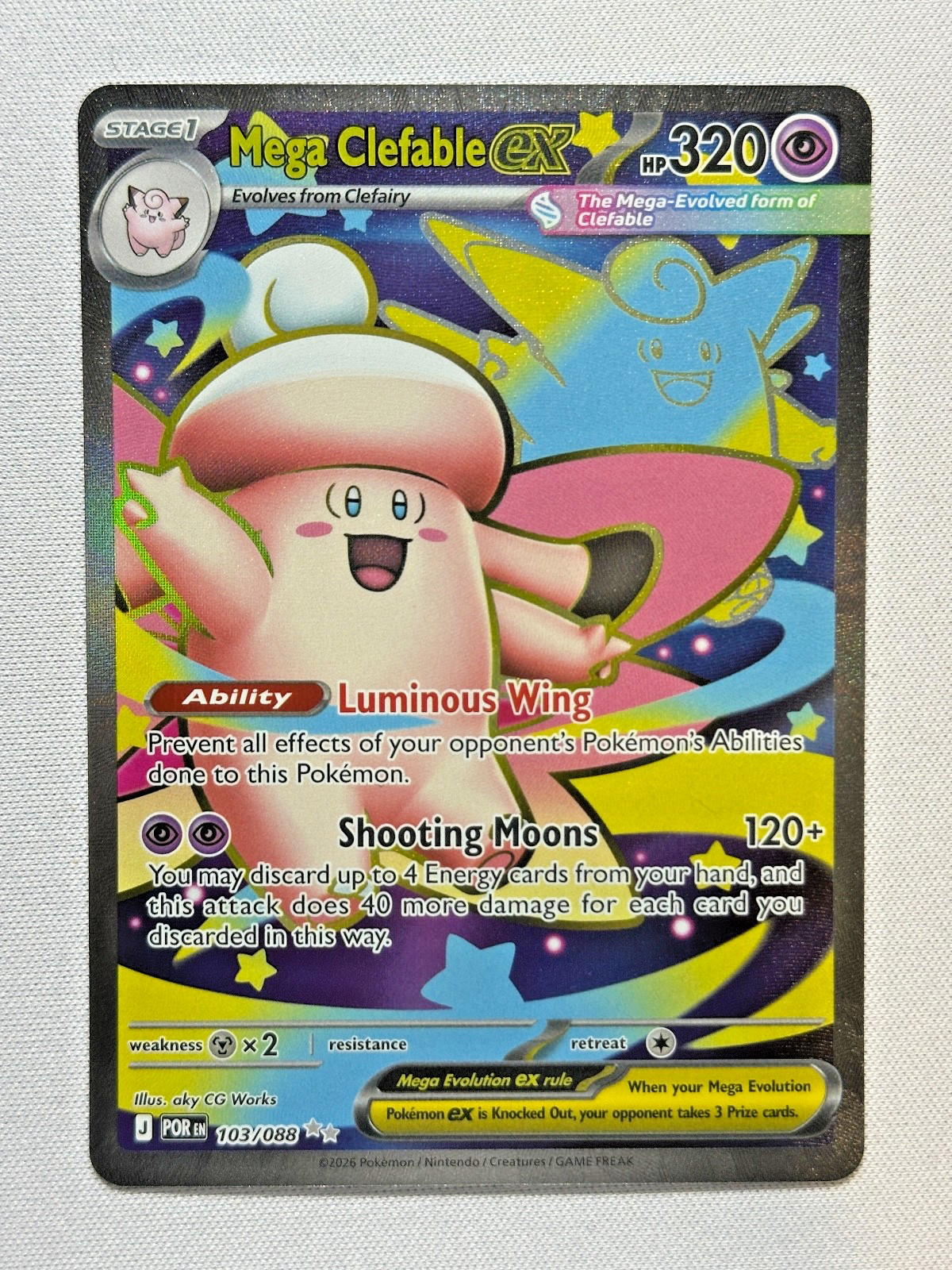 Mega Clefable ex 103/088 Me03: Perfect Order Ultra Rare Pokemon Near Mint