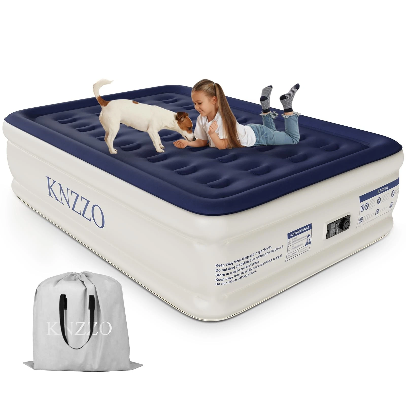 Air Mattress Full with Built-in Pump, Blow Up Mattress with Soft Flocked Top,...