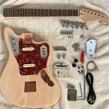 DIY Unfinished Electric Guitar Kit S-S Pickup Solid Body with Black Hardware