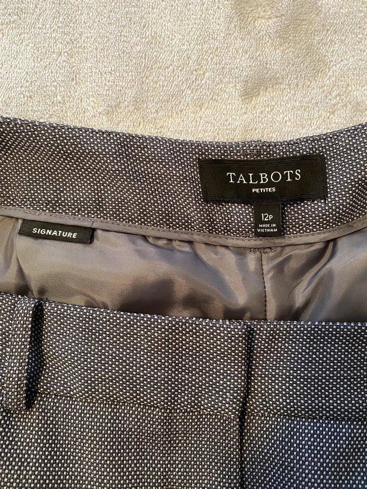 Pantalones Talbots Mujer 12P Gris Firma Calce Mezcla de Lana Forrado Vestido Carrera Clásico Foto 4 de 4