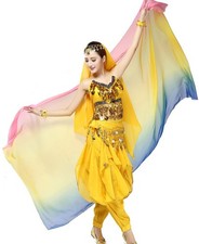 Belly Dance Gradual Colorful Chiffon Scarf Veil 2.2x1.2M Women Performance