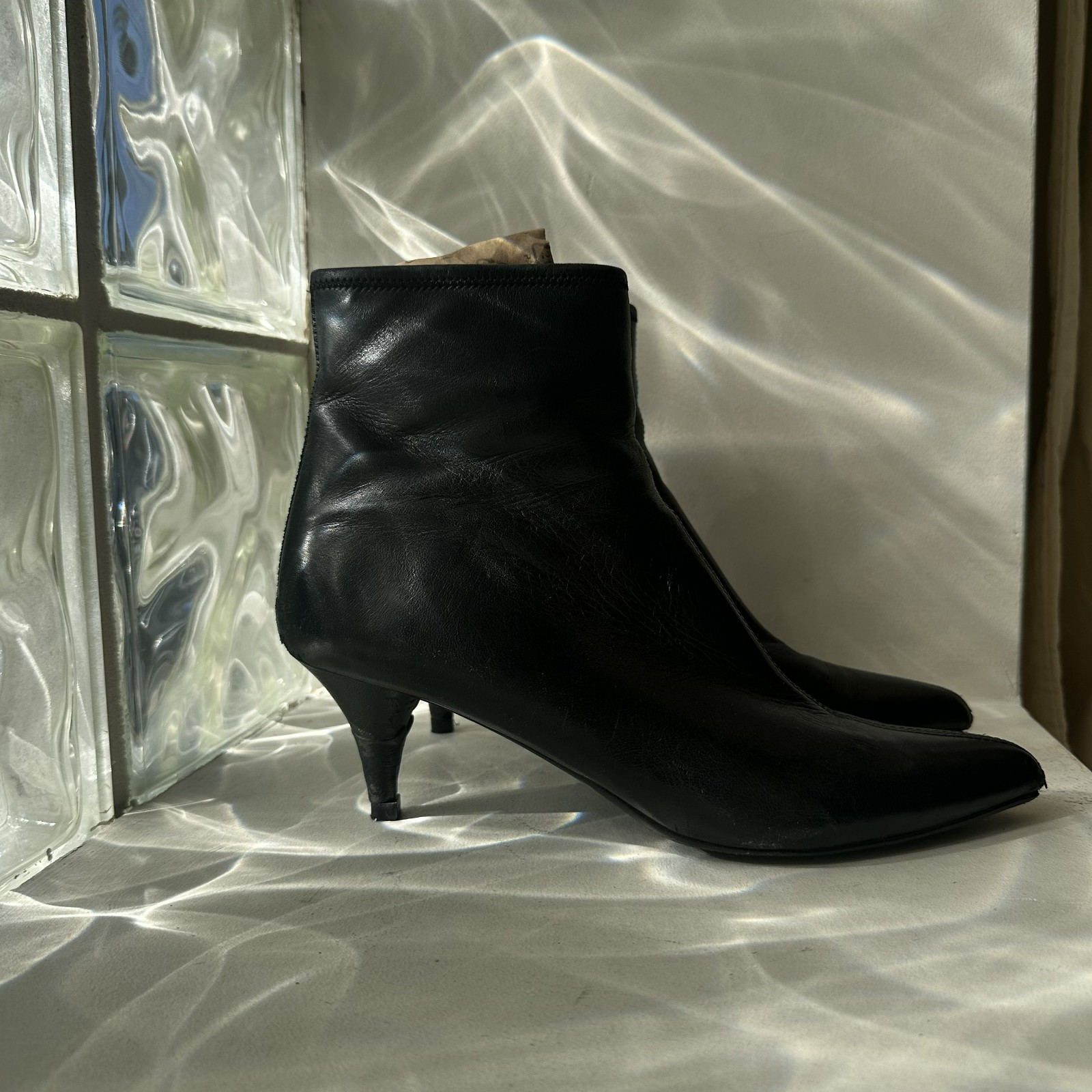 PRADA black leather ankle boot heels - image 3