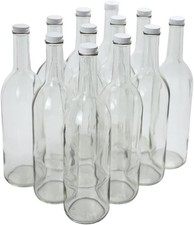 FastRack 750ml Clear Glass Wine Bottles with White Metal Screw Caps Pack of ...
