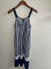 Simply Vera/vera Wang Sleeveless Summer Blue/ White Stripped Cotton Dress Size S