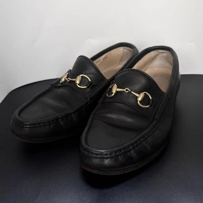 Mocassins GUCCI chaussures Horse Bit EU 36 US 6 cuir noir authentique - Photo 1/4