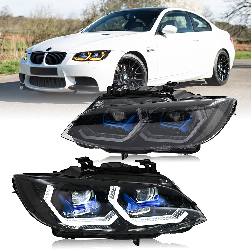 LED Headlights For BMW 3 Series E92 E93 2007-2010 Head Lamps Animation DRL Pair
