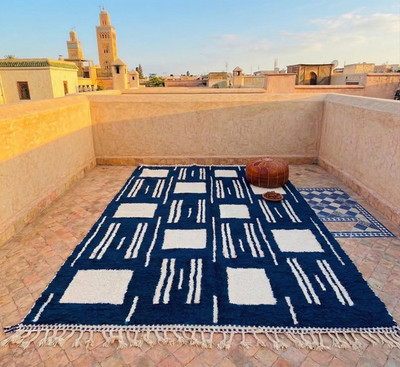Blue Custom Moroccan Rug - Moroccan rug - Berber rug - Beni ourain rug - Blue