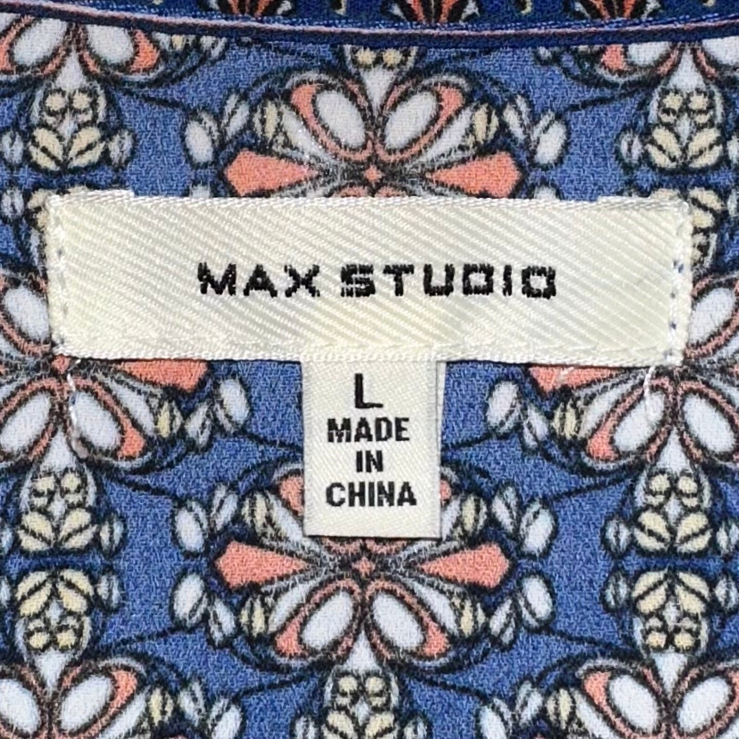 Max Studio Blue Orange Abstract Flutter Short Sle… - image 3