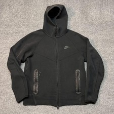Nike Tech Fleece Hoodie Mens Medium Black Full Zip Pockets Sweatshirt Logo