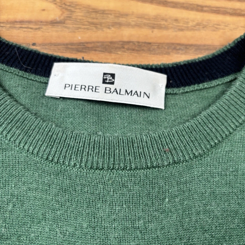 Pierre Balmain Wool Cashmere Jumper Green Men’s Size 52 Made in Italy Luxury - Image 2 of 4