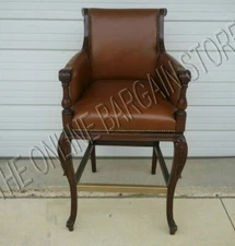 Frontgate Acanthus BAR counter chair bark leather BAR Barstool wood stools 30"