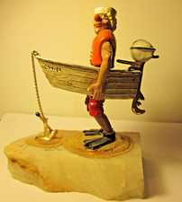 RARO Ron Lee Sailor Clown con un buco nel gommone. Figurina firmata 1979