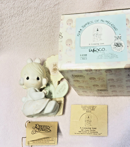 Vintage 1987 Enesco Precious Moments A Growing Love Figurine Sun Flower E-0108