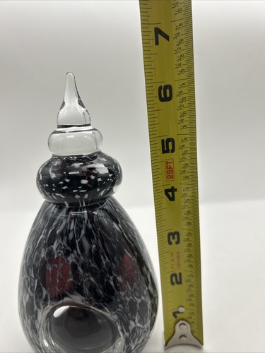 Vtg Smoke Amethyst Tear Drop Blown Glass 3 Window Perfume Bottle - Picture 10 of 10