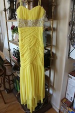 CITY TRIANGLES Bright Yellow Beaded Bling Formal Gown Dress Sz 1 NWT $118 L#922