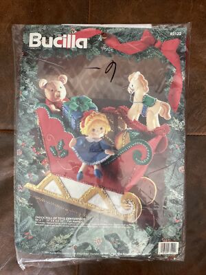Vtg Bucilla Bead Sequin Christmas Centerpiece Chock Full Of Toys SEALED NEW