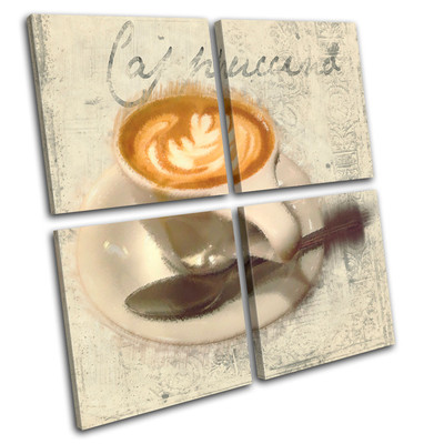 Cafe Coffee Cappuccino   Food Kitchen MULTI Leinwand Wand Kunst Bild drucken
