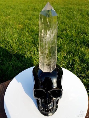 The Source of the Energy - Huge 11.3" Black Obsidian Crystal Skull Sculpture - Picture 18 of 19