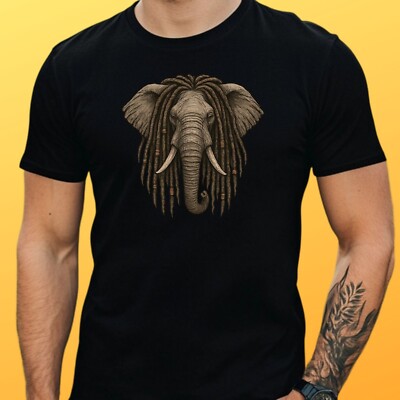 Mens Elephant Dreadlocks Print Cotton T-Shirt Size S to 5XL