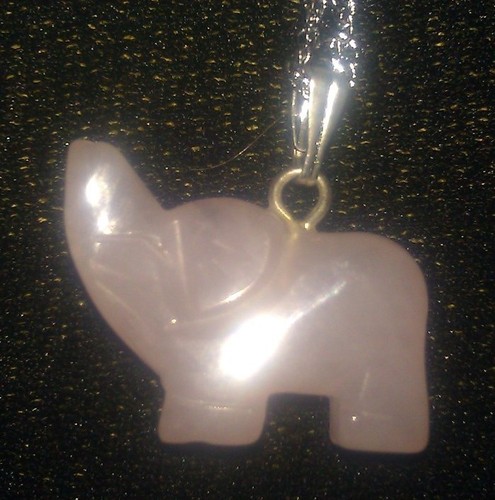 ROSE QUARTZ Carved Stone ELEPHANT Shape 