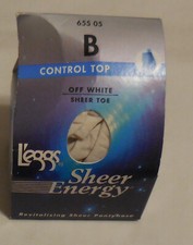 1 L'eggs Sheer Energy Control Top Hosiery Panty Hose Off White size B 66505 VTG