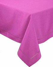 Xia Home Fashions Melrose Easy Care Cutwork Hemstitch Tablecloth, Plum, 60"x 84"