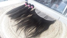 12A RAW BRAZILIAN VIRGIN HAIR 16 16 16 16INCH 13X4 LACE FRONTAL STRAIGHT 390g 1b